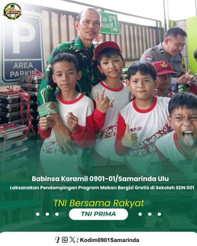 Babinsa Koramil 0901-01/Samarinda Ulu Laksanakan Pendampingan Program Makan Bergizi Gratis